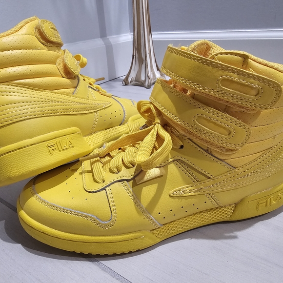 Fila Womens Girls Yellow High-Top Sneakers Size 5 - Picture 1 of 3